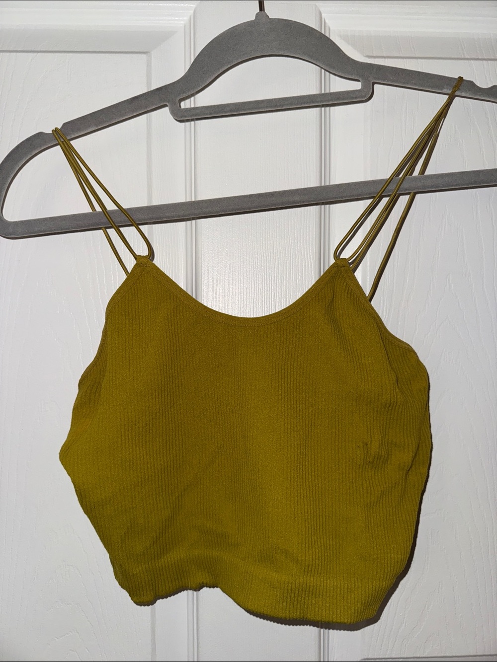 Women’s Olive Green Ribbed Strappy Crop Top